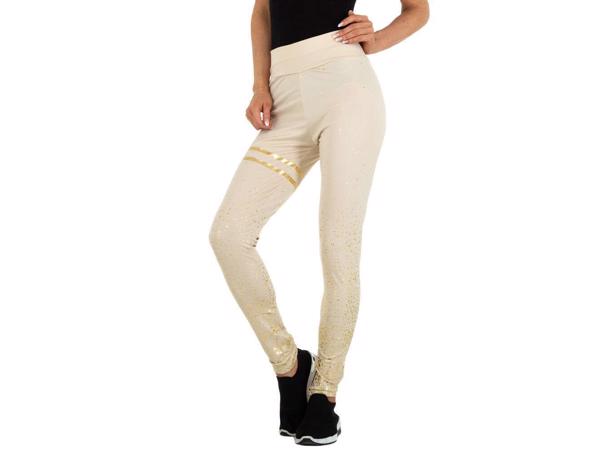 Holala stretchy legging creme goud glitter S/M