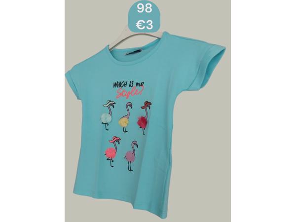 Glo-Story t-shirt flamingo's turquoise 98