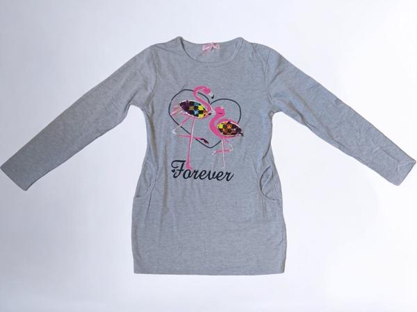 Seagull lang shirt flamingo's forever grijs 170-176