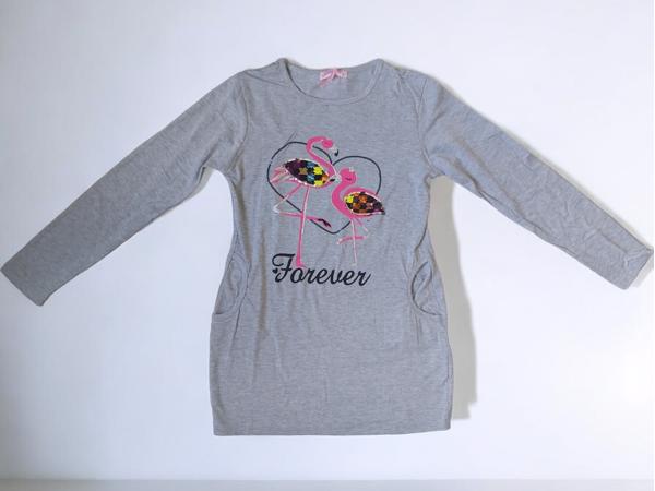 Seagull lang shirt flamingo's forever grijs 170-176