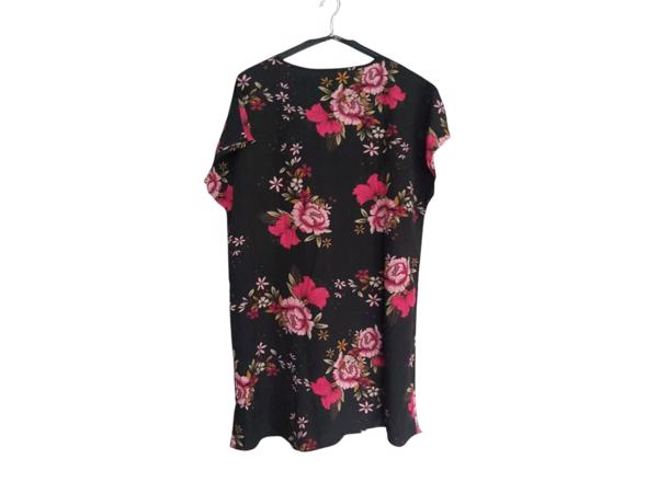 Zomerjurk bloemen zwart roze L