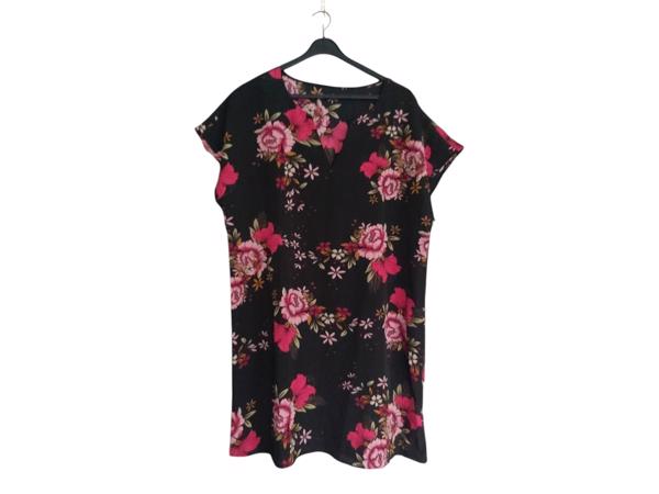 Zomerjurk bloemen zwart roze L