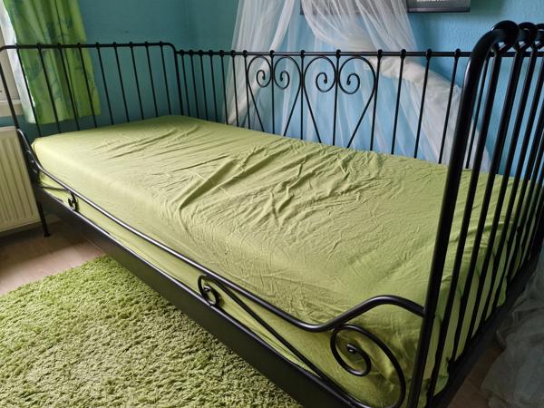 Ikea princessenbed zwart met lattenbodem 90/200