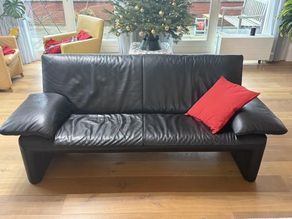 Jori zwart lederen 2,5 zits bank