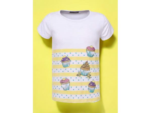 Glo-Story cupcakes t-shirt geel 128