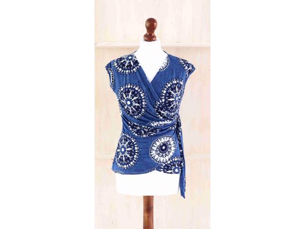 Wikkelshirt / top, 1 maat (36/40), blauw (nieuw)