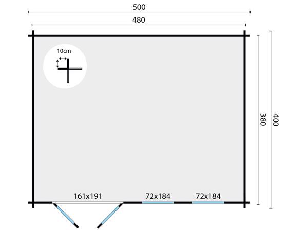 Blokhut - Tuinhuis Annabel | 40 mm | vuren onbehandeld