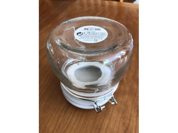 Glazen voorraadpot met aardewerk deksel 10,5 cm snoeppot