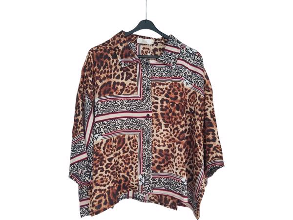 JCL blouse zijde zacht panterprint bruin rood M/L