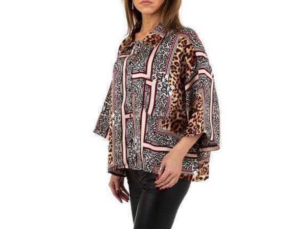 JCL blouse zijde zacht panterprint bruin rood M/L