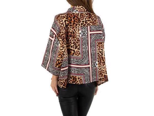 JCL blouse zijde zacht panterprint bruin rood M/L