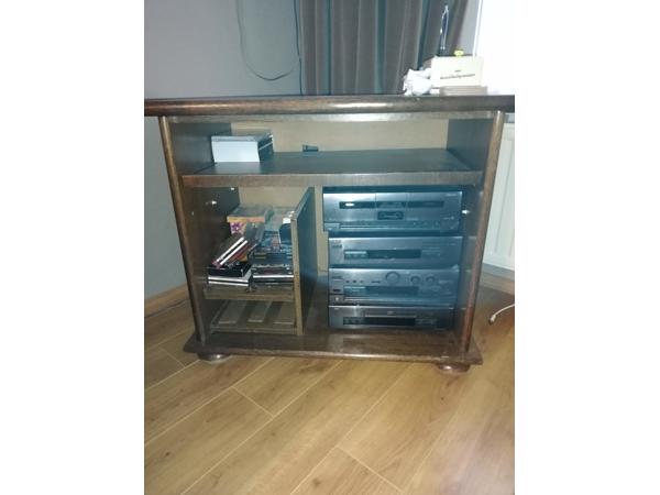 Donker eiken tv meubel mat draai plateau