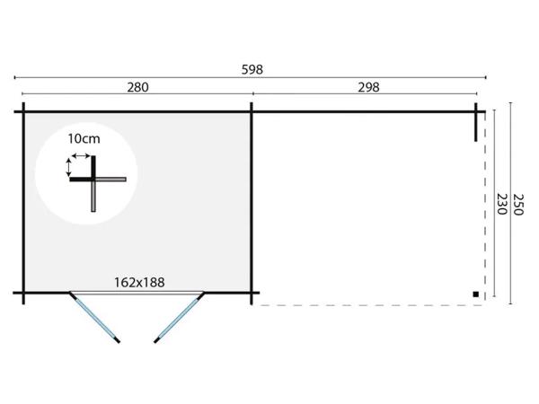 Blokhut - Tuinhuis Freddy | 28 mm | vuren onbehandeld