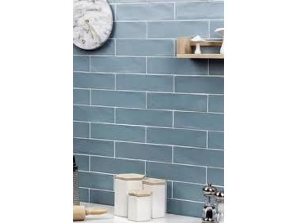 Cifre colonial sky 7,5x30 handvorm blauw visgraat wandtegels