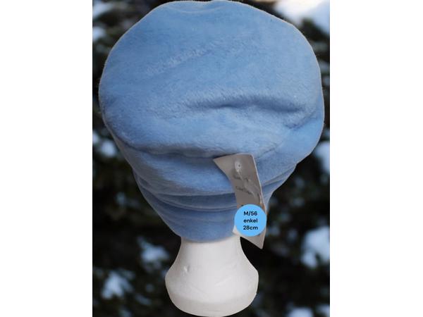 Fleece muts blauw 56/M plat gemeten 28cm hoofd