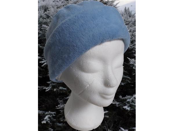 Fleece muts blauw 56/M plat gemeten 28cm hoofd