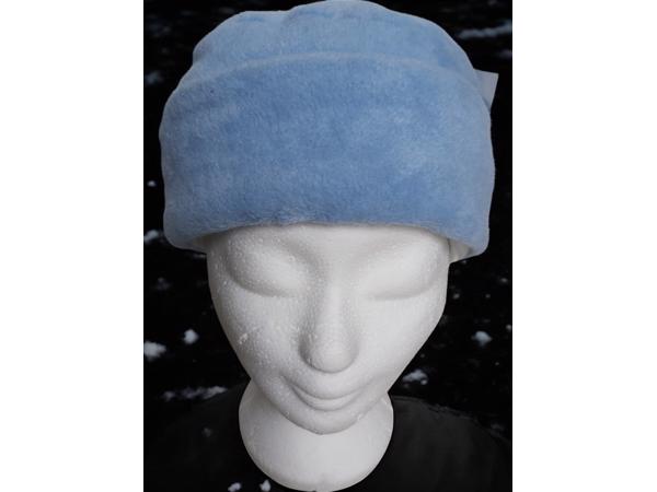 Fleece muts blauw 56/M plat gemeten 28cm hoofd