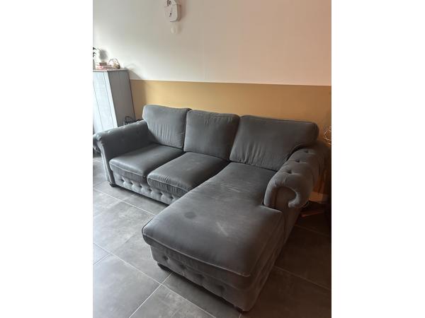 3-zitsbank met longchair antraciet