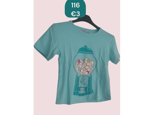 Glo-story t-shirt snoepmachine turquoise 116