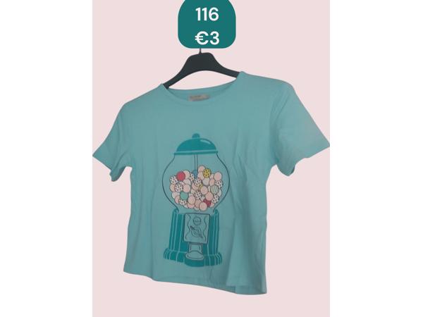 Glo-story t-shirt snoepmachine turquoise 116