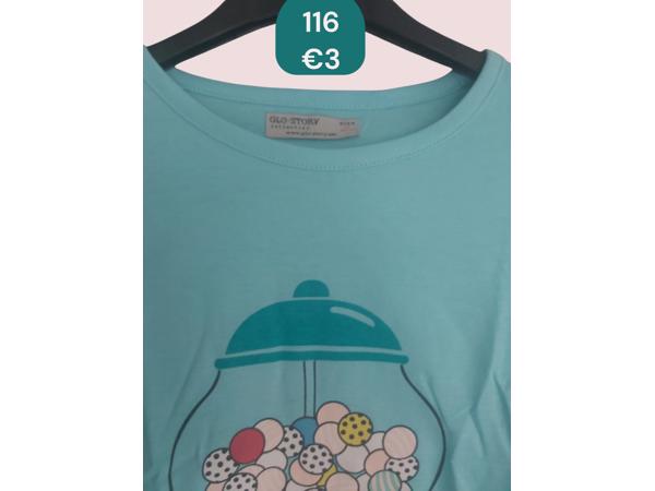 Glo-story t-shirt snoepmachine turquoise 116