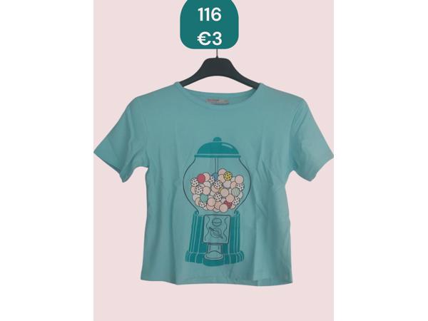 Glo-story t-shirt snoepmachine turquoise 116