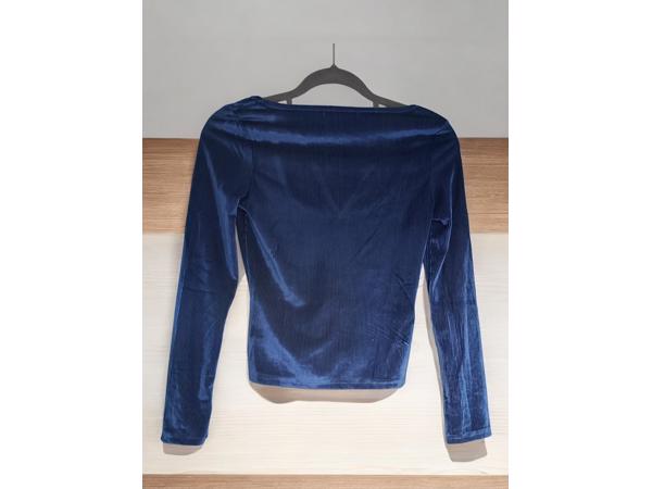 Fluwelen glanzende top blauw S