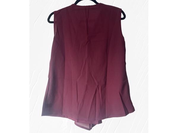 Luchtig mouwloos effen shirt bordeaux rood M/38