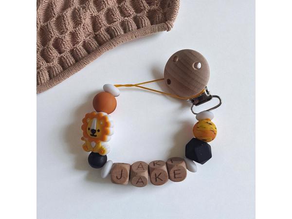 Gepersonaliseerde naam speenkoord oranje leeuwtje