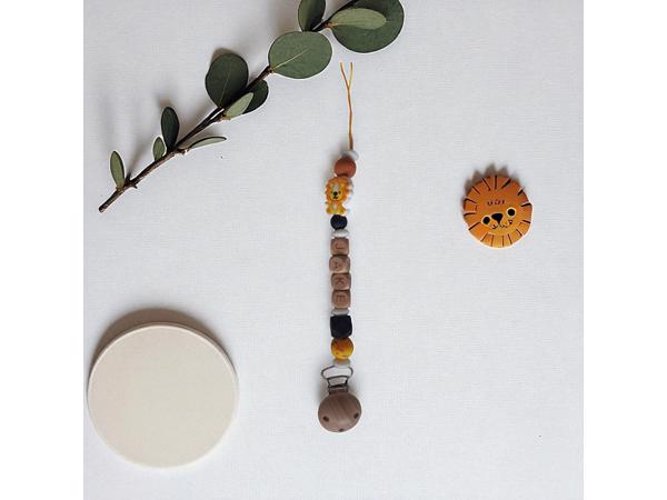 Gepersonaliseerde naam speenkoord oranje leeuwtje