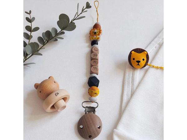 Gepersonaliseerde naam speenkoord oranje leeuwtje