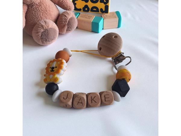 Gepersonaliseerde naam speenkoord oranje leeuwtje