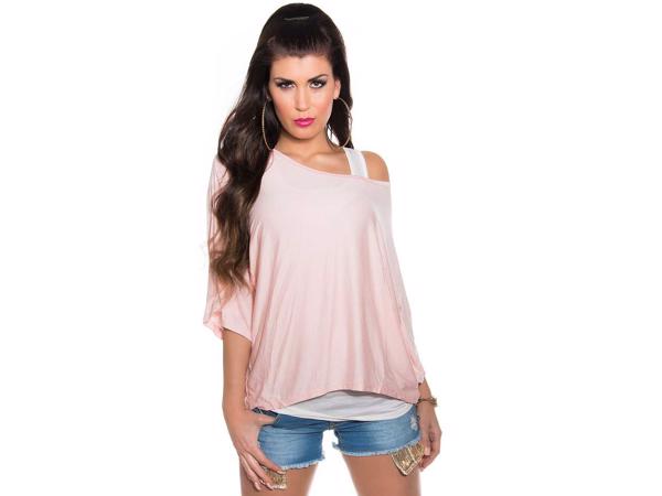 2in1 shirt wit/zwart, zwart/wit of roze/wit,  1 maat (nieuw)