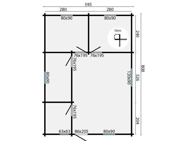 Blokhut - Tuinhuis Malaga | 44 mm | onbehandeld