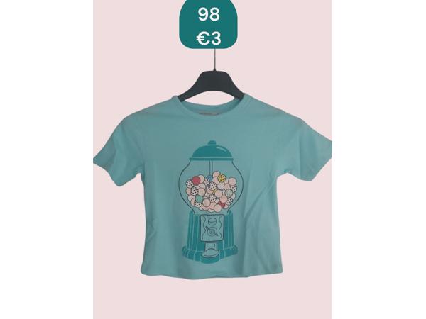 Glo-story t-shirt snoepmachine turquoise 98