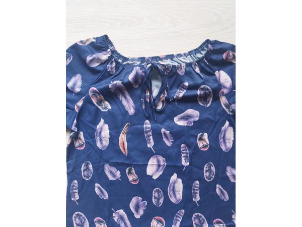 T-shirt marineblauw veren opdruk L