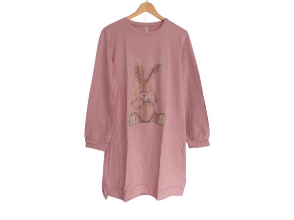 Sweat jurk strass steentjes roze L/XL