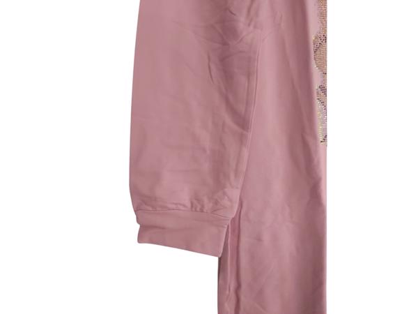 Sweat jurk strass steentjes roze L/XL
