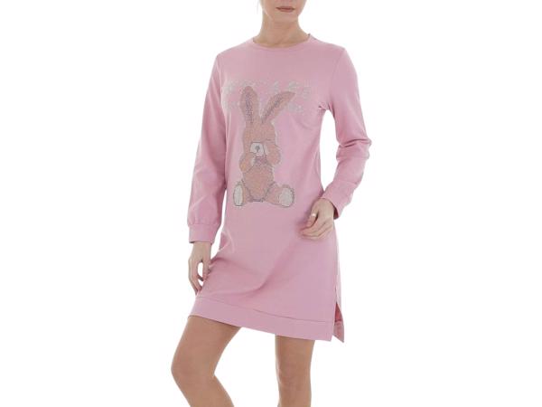 Sweat jurk strass steentjes roze L/XL