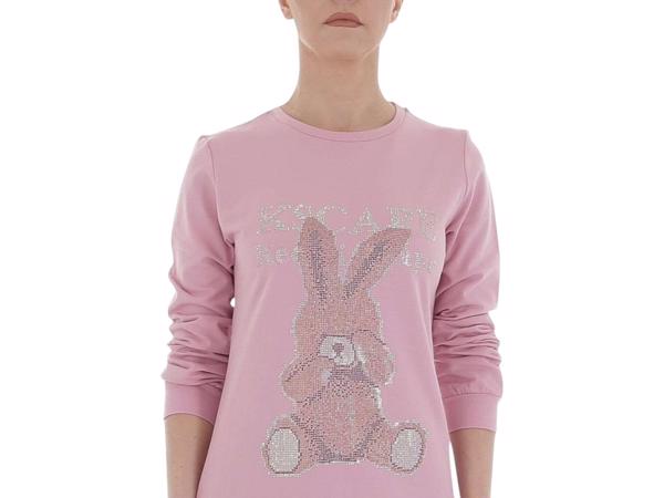 Sweat jurk strass steentjes roze L/XL