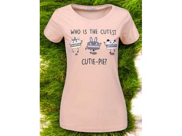 T-shirt strak getailleerd cutest pie abrikoos XL