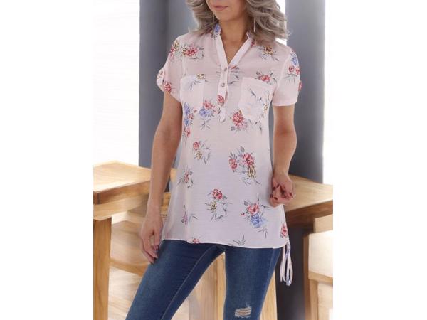 Metrofive bloemen tuniek shirt lichtroze S