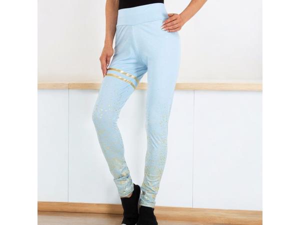 Holala stretchy legging lichtblauw goud glitter L/XL