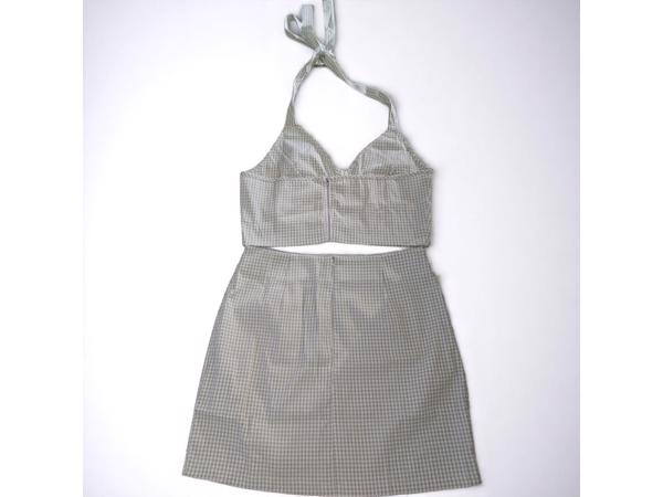 2 delige zomer set rok + top geruit groen L