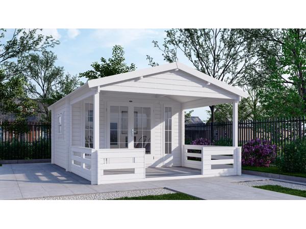 NIEUW Blokhut 3830L met overkapping.