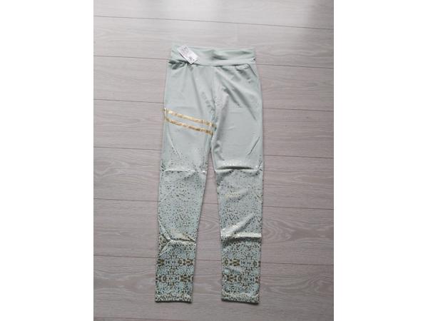 Holala stretchy sport broek mintgroen goud glitter L/XL