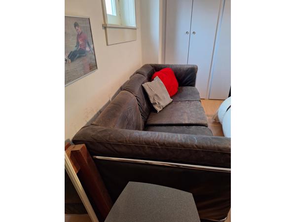 Leren Bank en fauteuil le Corbusier