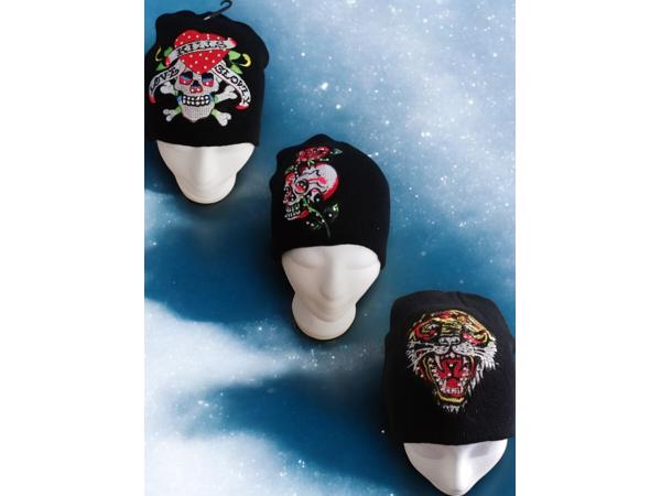 set van 3x glitter skull mutsen