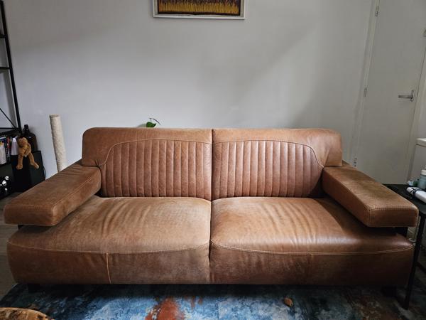 2,5 zits leren cognac bank