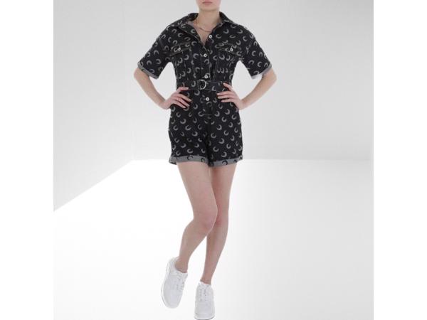 White Icy spijker playsuit maantjes zwart grijs L/40